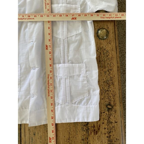 D'Yuvas Mens White Shirt 38 short sleeve button up collared cotton mexico - Picture 6 of 6